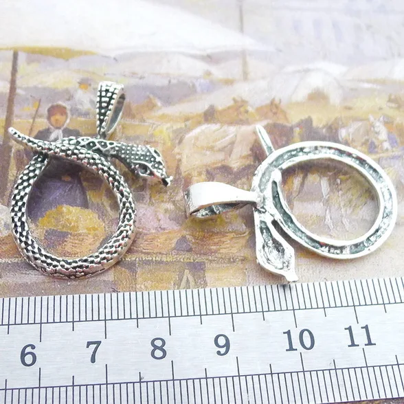 

Bracelet Charms 3 Pieces 30x37mm Antique Silver Color Snake Charms
