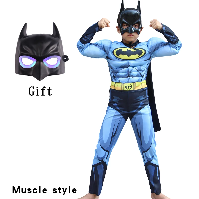 3pcs mask cape Рождественский костюм, одежда супергероя, комбинезон, Капитан Америка, Супермен, Бэтмен, Халк, Тор, мускулы, костюмы для косплея, подарок на Хэллоуин - Цвет: 3pcs mask cape