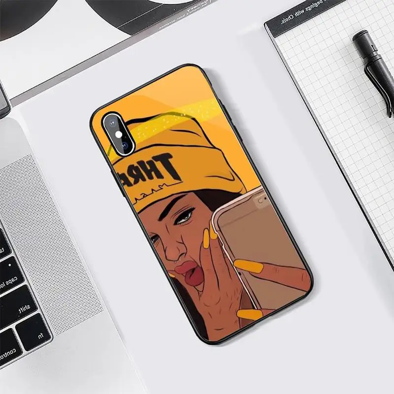 

MAKE MONEY Not Friends Kash black girl Phone Cases Tempered glass For iphone 5C 6 6S 7 8 plus X XS XR 11 PRO MAX