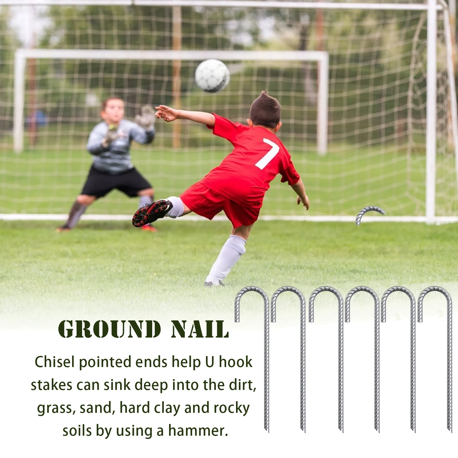 

6pcs Ground Rebar Stakes Garden Tent Nails Galvanized Steel J Pegs Gardening Anchors Used For Tent Trampoline Swing superbly