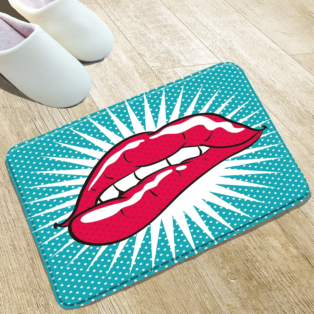 

С красными сексуальными губами Ванная комната коврики двери передней Добро пожаловать Кухня нескользящий ковер водопоглощение украшения ...