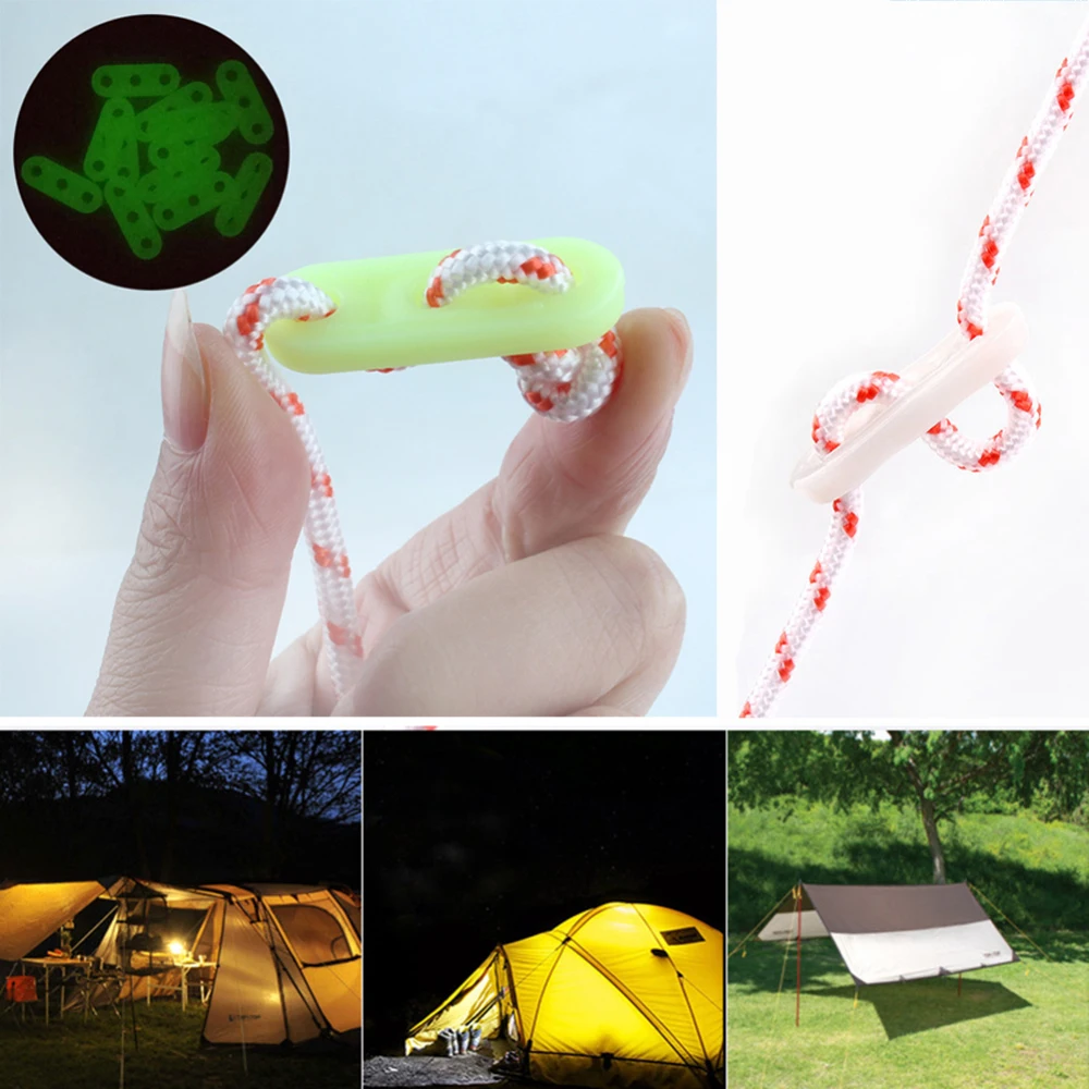 Camping Accessories 10pcs Luminous Tent Rope Buckle Adjustment Three-hole Canopy Stop Piece Outdoor | Спорт и развлечения