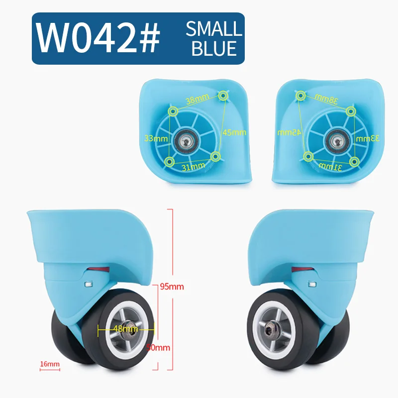 W042 Small Blue Тележка для ремонта, универсальные колеса, аксессуары, запчасти, колеса, обслуживание, пароль, чемодан, багажные тапочки, Универсальные ролики для багажа - Цвет: W042 Small Blue