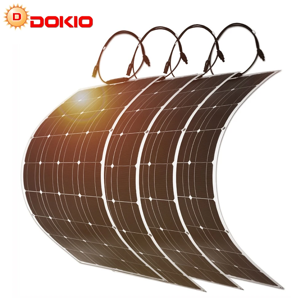 Гибкая монокристаллическая солнечная панель Dokio 400 Вт для дома домов на колесах