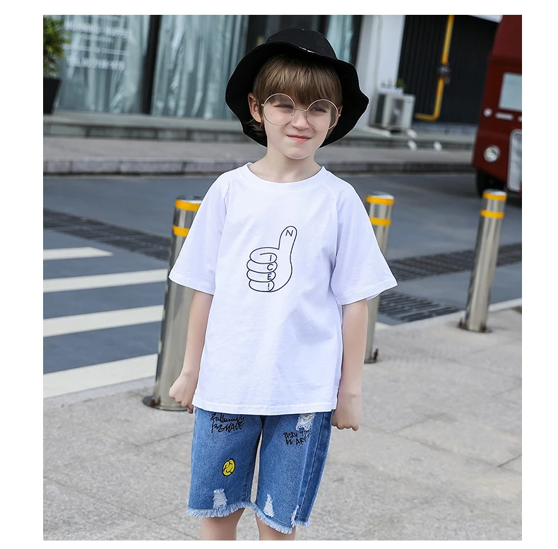Summer New Arrival Boys Clothes Set Cotton Short Sleeve T-Shirt Jeans 2-piece Suit Children's Clothing Thumb |