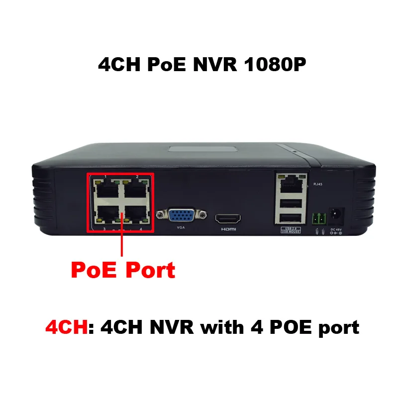 Мини система видеонаблюдения 48 В PoE NVR 2.0MP камера сетевой видеорегистратор 4CH 1080P