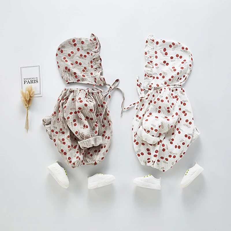 Вишня симпатичная одежда комбинезоны для девочек модные милые 2020 новорожденных