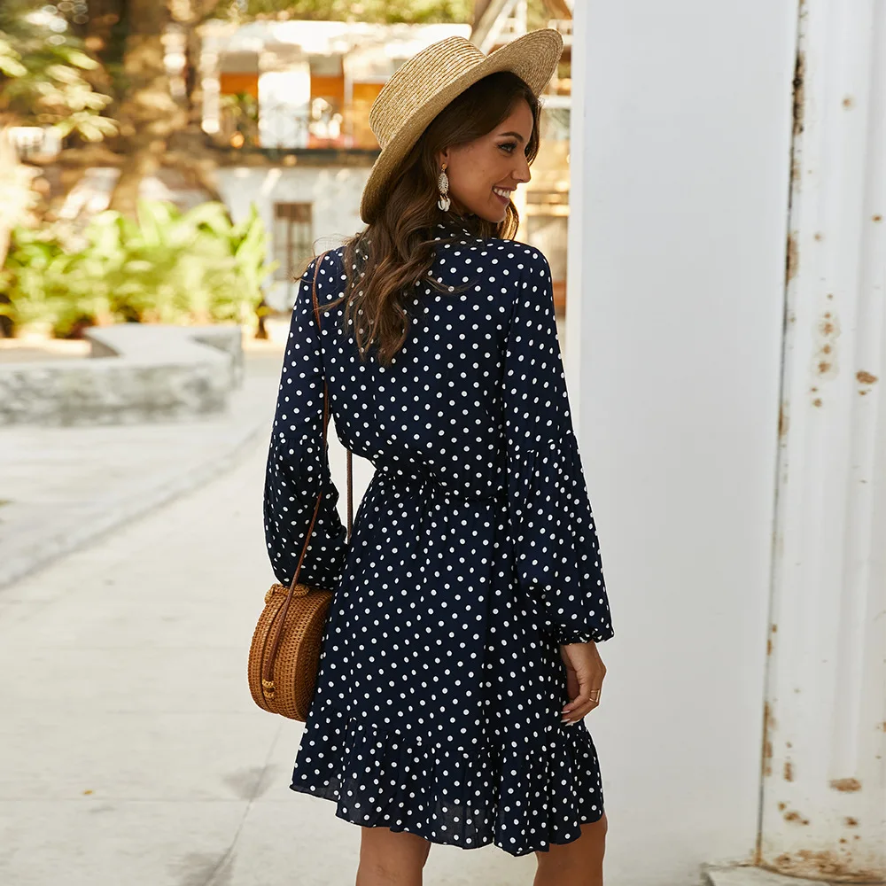 Платье женское Винтажное с принтом в горошек пикантный пляжный сарафан V