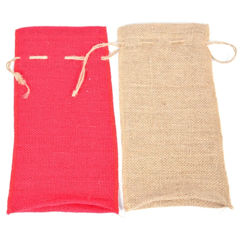 

Декорированном мешковиной горшке мешки подарка вина бутылки вина сумки многоразовые из натурального джута вино сумки для рождественских С...