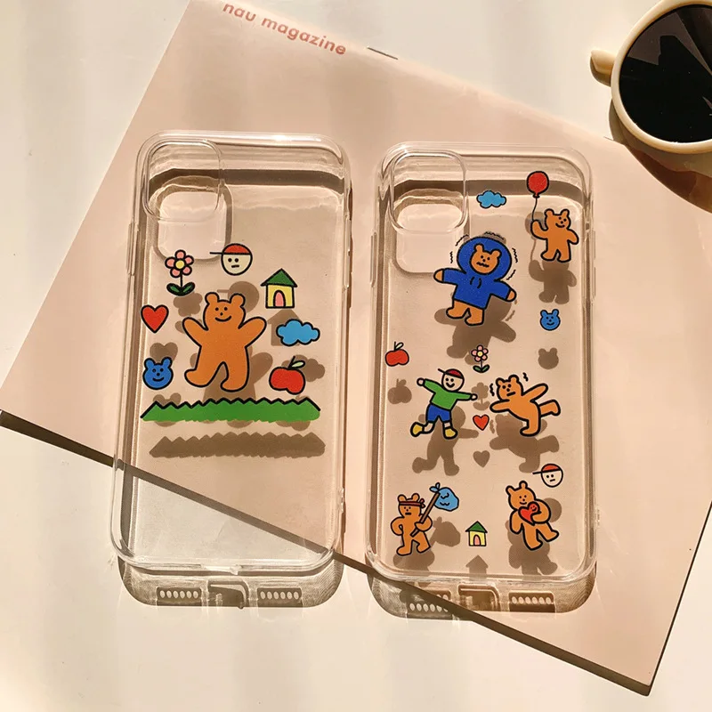 

Iphone Case Super Selection of Lovely Mobile Phone Case Cartoon Pattern Hand-Painted Transparent Mobile Phone Case Phone 11 12 7