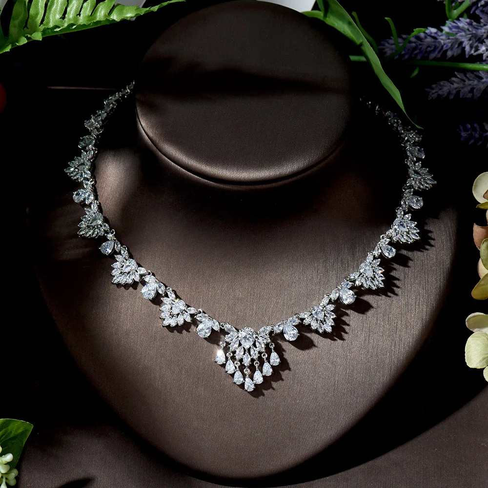 Роскошное ожерелье и серьги HIBRIDE из Дубая с кубическим цирконием свадебные
