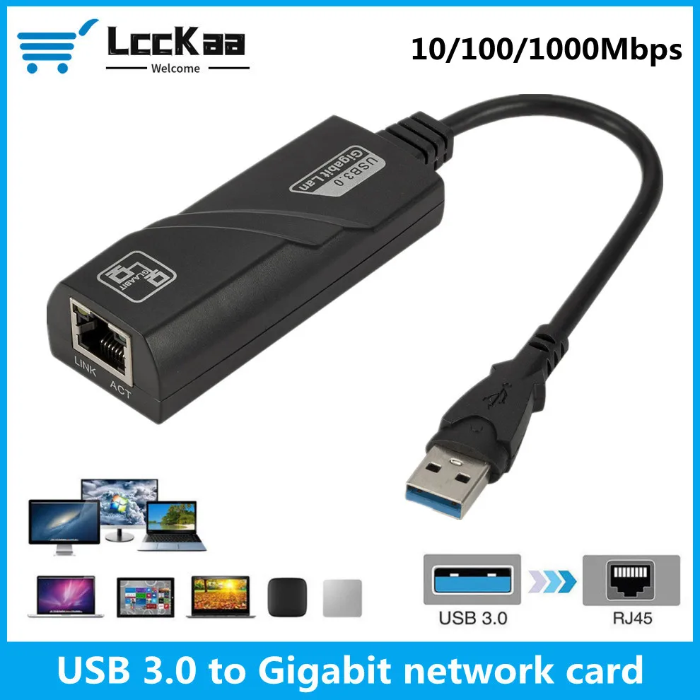 Ethernet-адаптер LccKaa USB 3 0 сетевая карта к RJ45 Lan гигабитный Интернет для компьютера