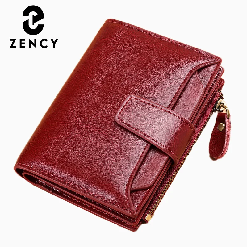 Zency Small Casual Simple Female Clutch Purse 100% Genuine Leather Women Wallets Clip Pocket Card Holder Wallet For Ladies