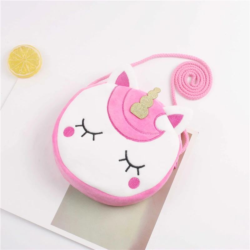 Сумка на плечо для девочек милый плюшевый мессенджер с животными единорог