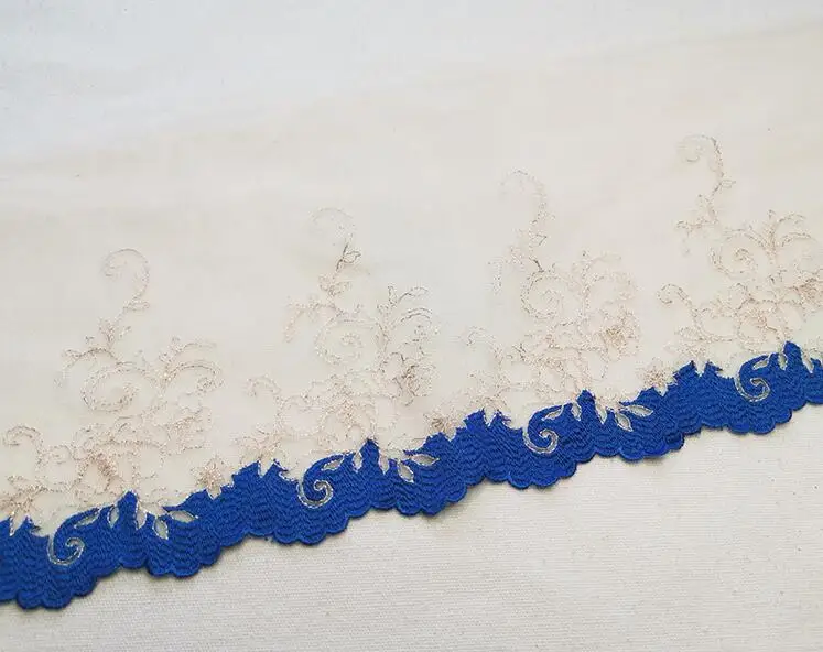Двухметровая подложка с вышивкой Королевского синего цвета тонкая кружевная