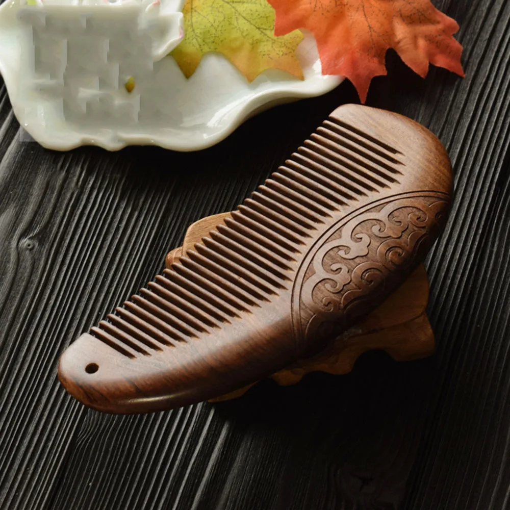 Карманный деревянный гребень натуральный черный золотой сандаловое дерево