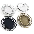 5 шт. 18x25 мм Внутренний размер Античная Посеребренная черная бронзовая брошь булавка цветок камея кабошон основа установка