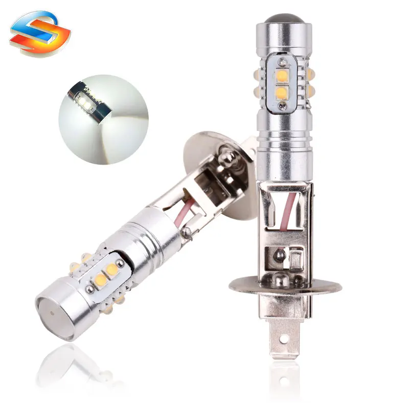 

2PCS H1 Fog Lights 10SMD XBD Chip Car LED Bulb Super Bright Auto Driving Daytime Running Lamp White Headlight Car Products 50W