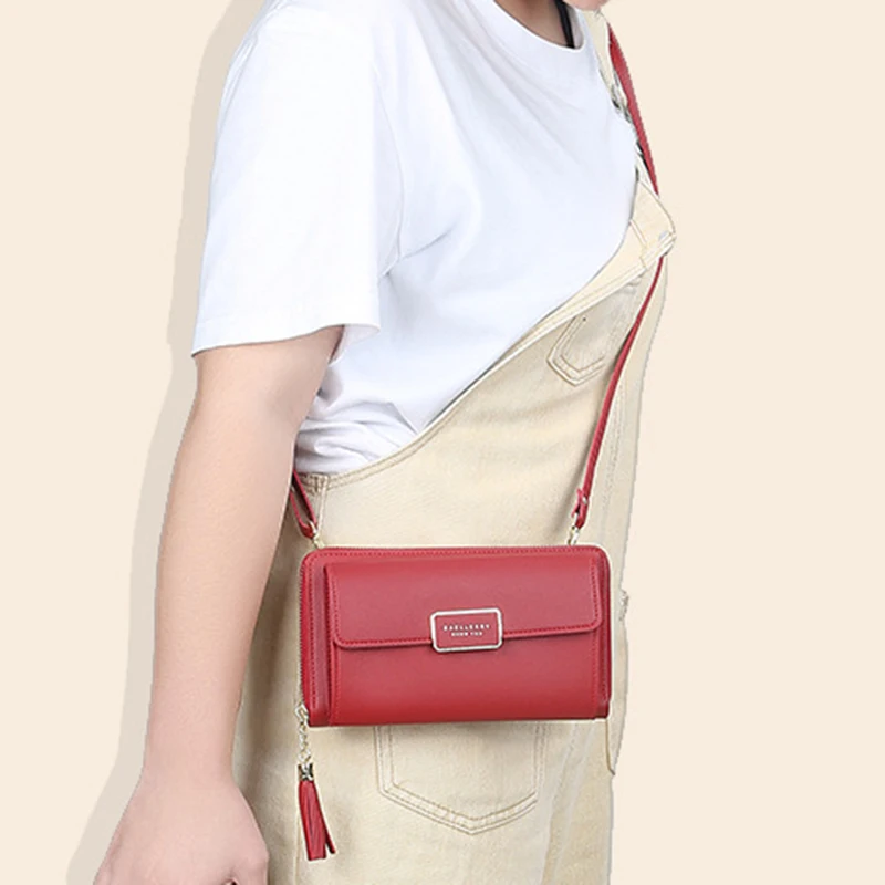 

7 Color Women's Wallet Solid Color Small Diagonal Bag Multi-Function Mobile Phone Long Paragraph Clutch Bag Purse Female