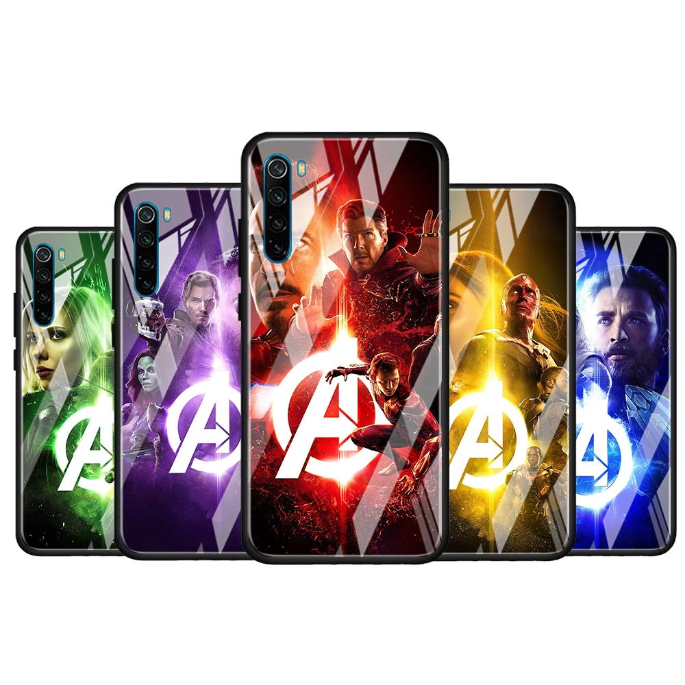 

Marvel hero colorful for Xiaomi Redmi K40 K30 K20 Pro Plus 9C 9A 9 8A 7 Luxury Shell Tempered Glass Phone Case Cover