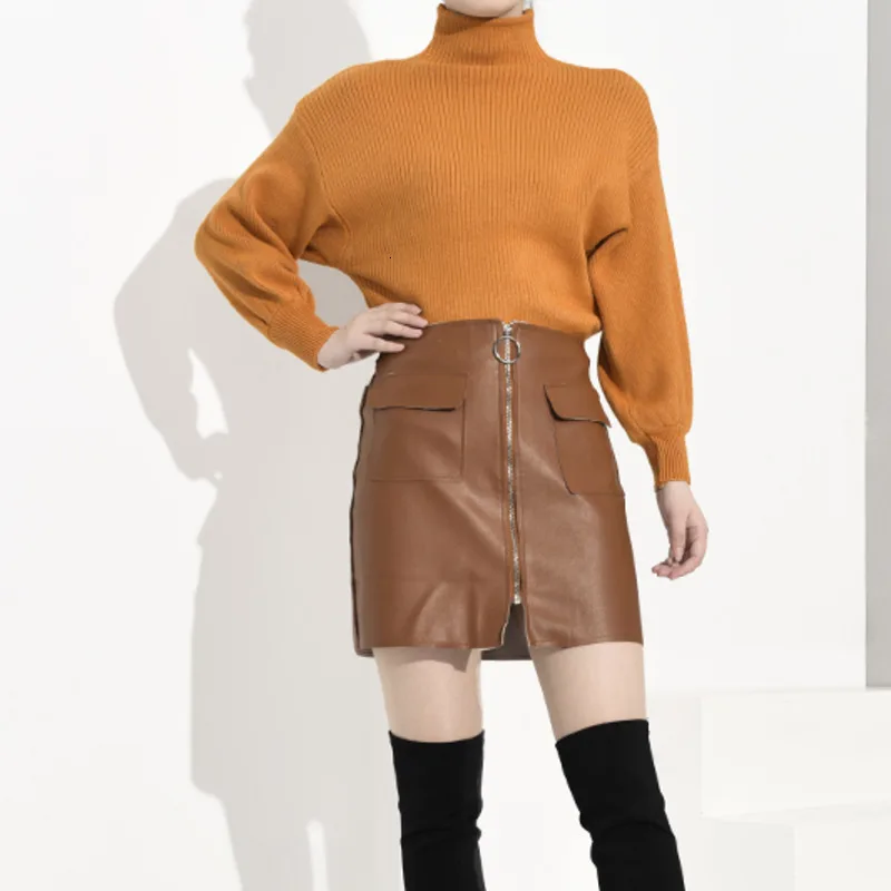 LANMREM 2019 новинка осень и зима водолазка рукав-фонарик вязанный Толстый Пуловер