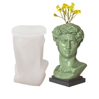 david head vase pen holder potted plaster silicone mold for epoxy resin cement transparent gypsum form polymer clay moulds