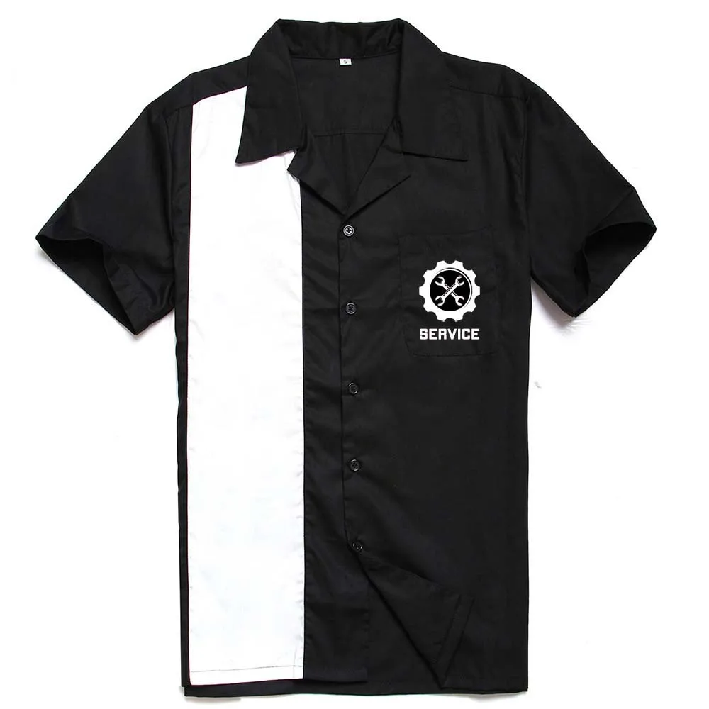 3XL размера плюс, мужская рубашка, летняя, короткий рукав, вышивка, черный, красный, рокабилли, боулинг, хлопок, повседневные рубашки для мужчин, Гавайские рубашки - Цвет: 9