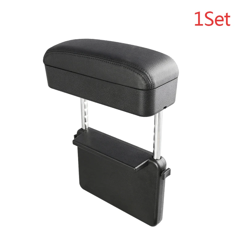 1 set Full Black Универсальный автомобильный подлокотник, коробка с поддержкой локтя, регулируемая Автомобильная центральная консоль, подлокотник, автомобильный Стайлинг, органайзер для сиденья, подлокотник - Название цвета: 1 set Full Black