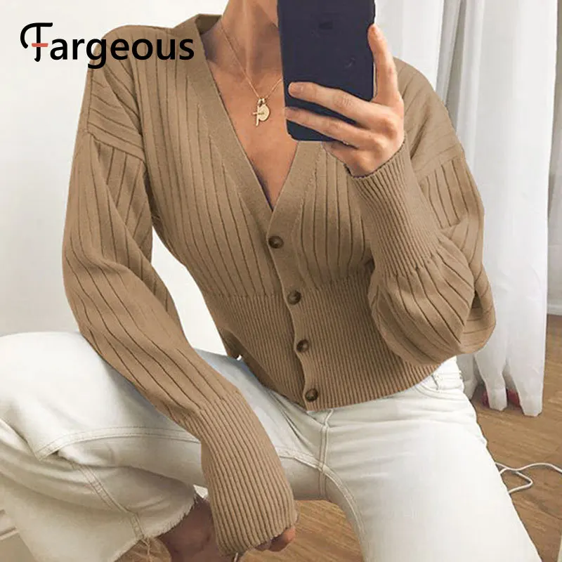 Fargeous Повседневный трикотажный женский кардиган с v-образным вырезом 2019