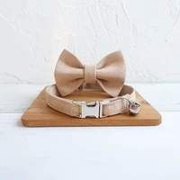 fashion brief solid kitten puppy necklace polyester bow tie bell cat collar pet products chat accessoires pour chats