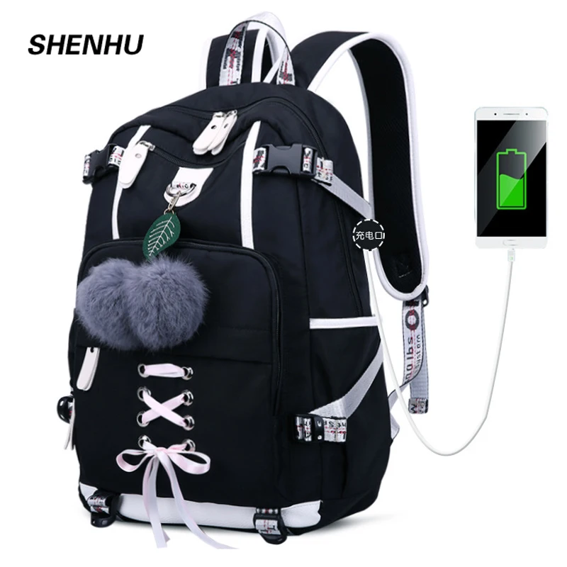 Женский рюкзак для ноутбука SHENHU компьютера с внешней USB-зарядкой и защитой от