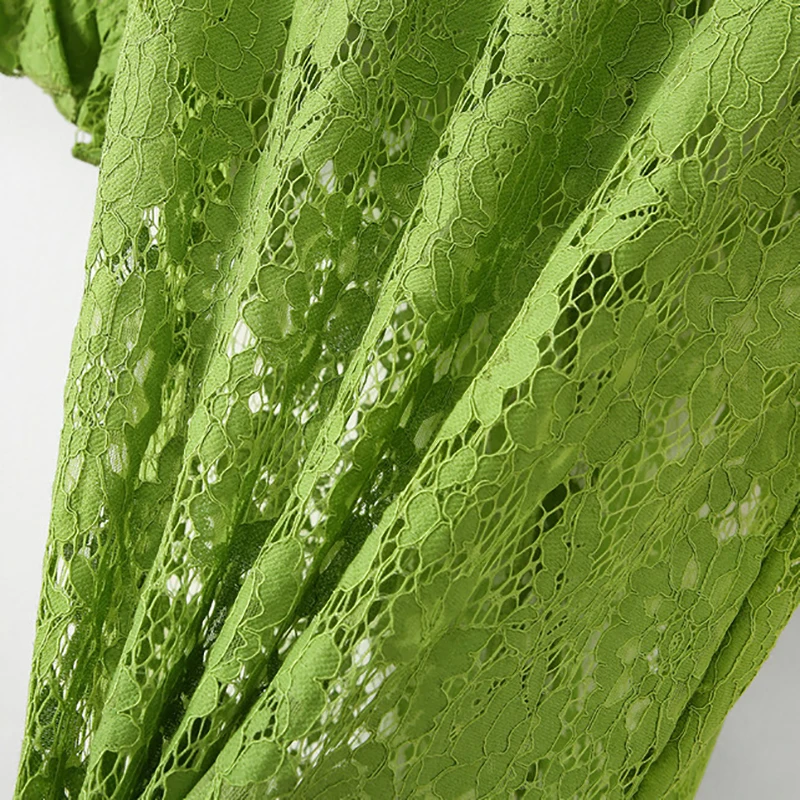 

Casual Loose Green Short Sleeved T-shirt Fashion Summer Women Tops 2021 Solid Flower Hollow O-neck Office Ladies T-shirt