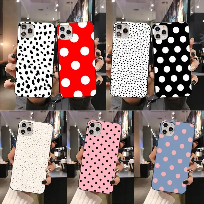 Черный и белый чехол в горошек для телефона iphone 13 12 11 Pro Mini XS Max 8 7 Plus X SE 2020 XR |