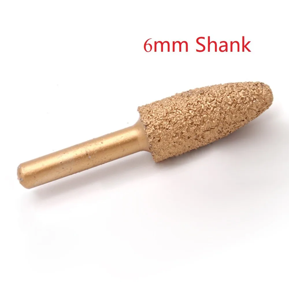 

1 Pcs Diamond Grinding Head 6mm Handle Bullet Head Vacuum Brazed Diamond Burr Alloy Grinding Head Die Grinding Machining