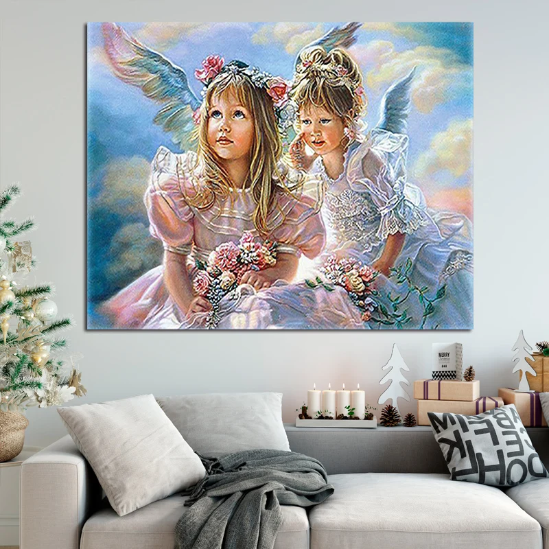 DIY Рисование по номерам картины против инструментария дитя-Ангел искусство
