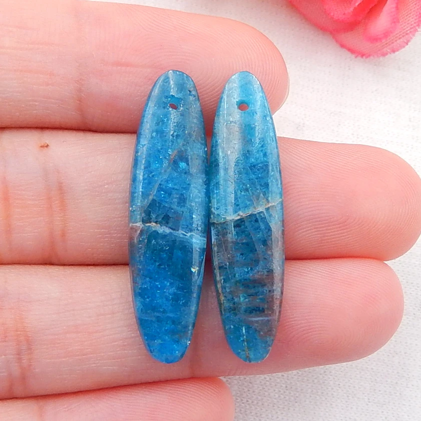 

Natural Blue Apatite Crystal,Gemstone Fashion EarringsSemi-precious stones jewelry accessories 31x8x4mm4.3g
