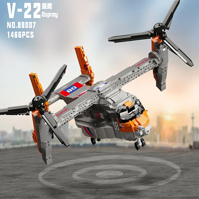 

Toy Building Blocks Helicopter Osprey V22 Aviation Aircraft Small Particle Building Blocks Toy Model Children Christmas Toy Gift