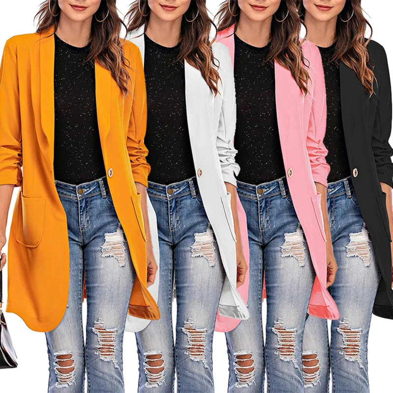 

Women Blazer Casual Long Sleeve Slim Jackets Blazers Open Front Office Lady Suit Jacket Lapel Coat Cardigan Formal Blazers