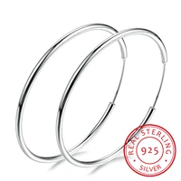 women 100 925 sterling silver hoop earring round circle loop gifts simple silver hoop earrings piercing