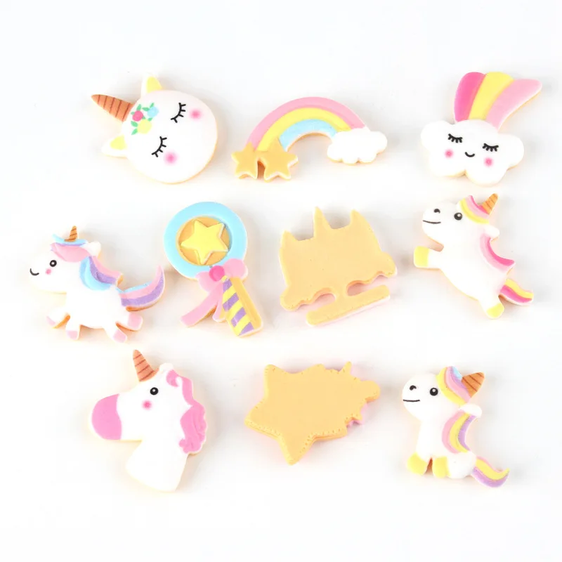 

20Pcs Rainbow Unicorn Cloud Flat back Resin Cabochons DIY Scrapbooking Hair Bows Clips Embellishment Accessories Resin Craft