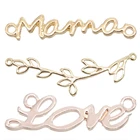 6 шт., Женские Ювелирные изделия, браслет, серьги, ожерелье сделай сам, подвеска с буквами мамамалова, соединитель с листьями, очаровательные ювелирные изделия, аксессуары, оптовая продажа