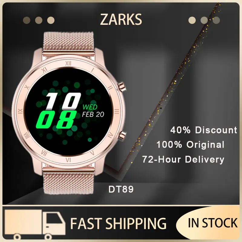 Женские Смарт часы ZARKS водонепроницаемые из стали с измерением пульса и фитнес