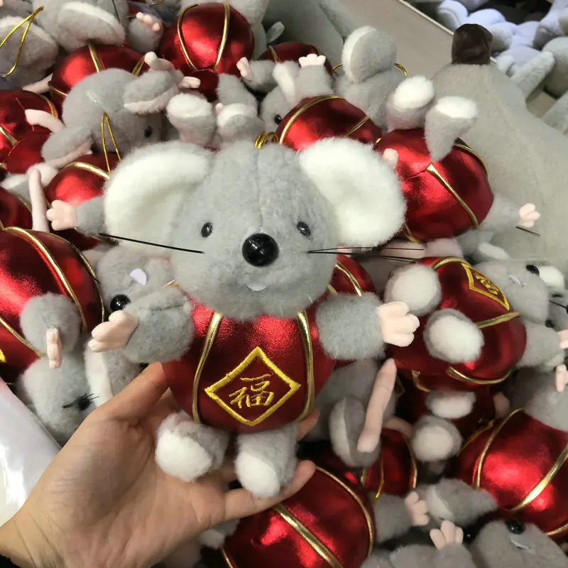Китайский красный фонарь, мышка, плюшевая игрушка, китайский год, талисман, крыса, чучело, игрушки, Декор, супер милая и мягкая кукла