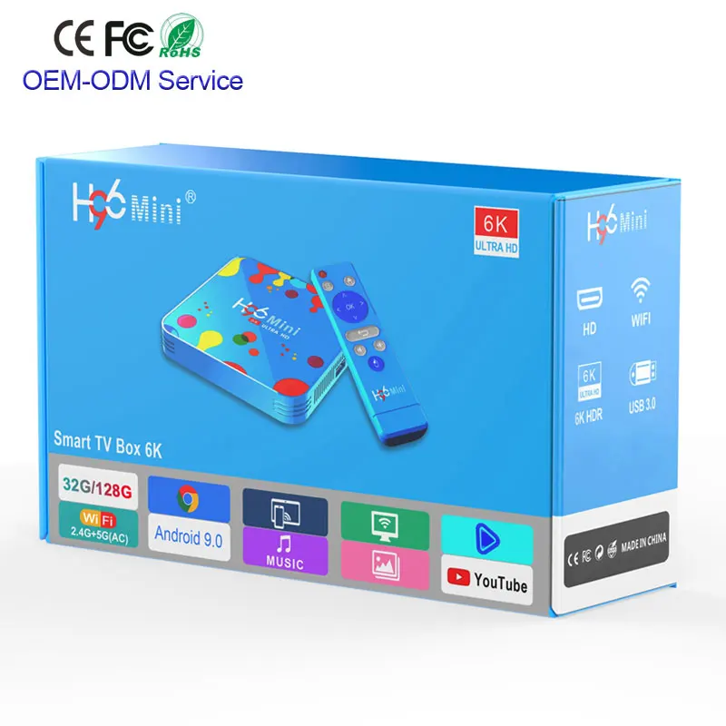 

4GB 128GB H96 Mini Android 9.0 TV Box Allwinner H6 Quad Core 6K H.265 Wifi netflix Youtube Set top box H96mini 4GB32GB