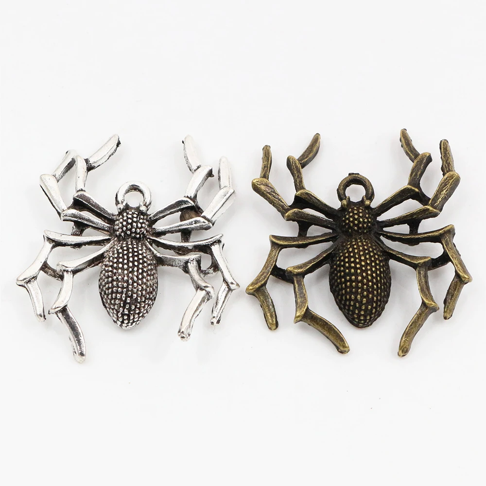 

35x32mm 5pcs Antique Bronze and Antique Silver Plated Spider Handmade Charms Pendant:DIY for bracelet necklace