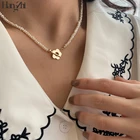 Цепочка-ожерелье Женская с натуральным жемчугом и цветами золотого и серебряного цвета, 2020