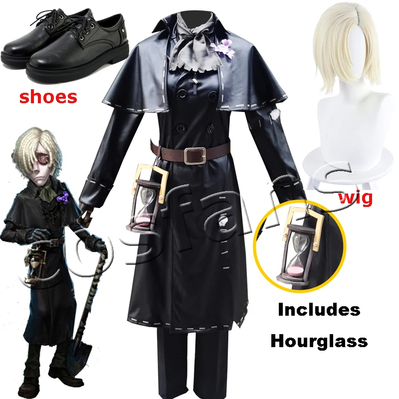 Game Identity V Cosplay Costumes Grave Keeper Andrew Kreiss Cosplay Costume Original Skin Black Uniforms Costume Suits Hourglass