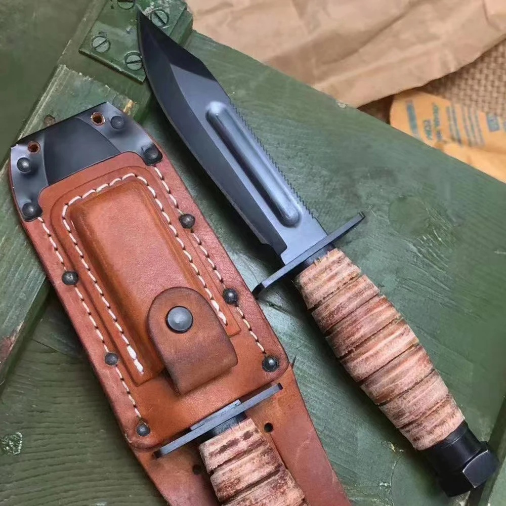 

Классический тактический нож ToughKeng PILOT DC53 Лезвие Из Цинкового фосфатного покрытия боевой нож с фиксированным лезвием с ножнами из воловьей ...