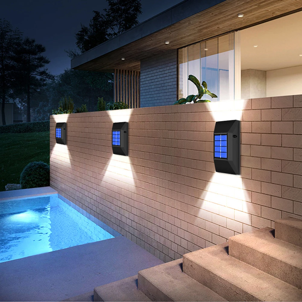 

2PCS LED Solar Light Outdoor Lighting Wall Lamp Lights Up Automatically At Night Wireless Waterproof Installation for Courtyard