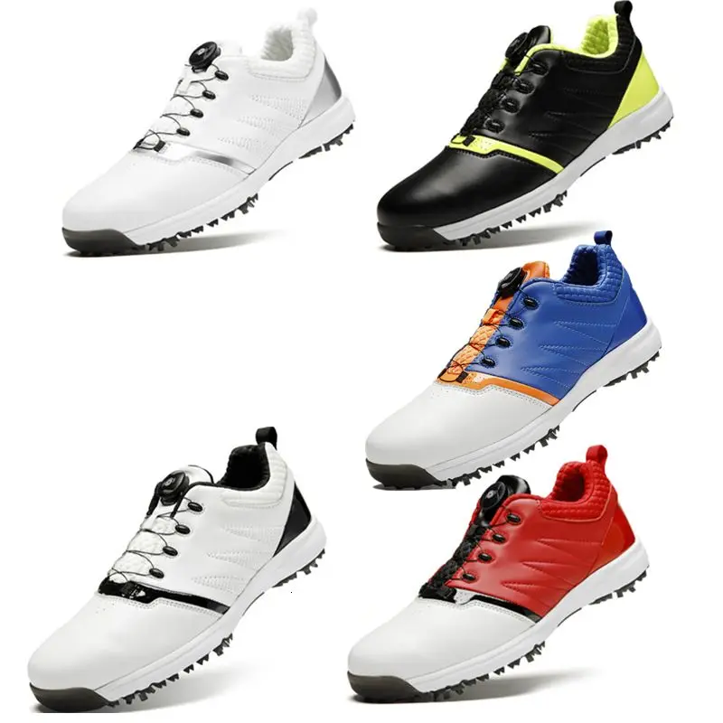 Golf Shoes Leather high quality Waterproof Knobs Buckle Shoelace Breathable Anti-slip Men Training Sneakers